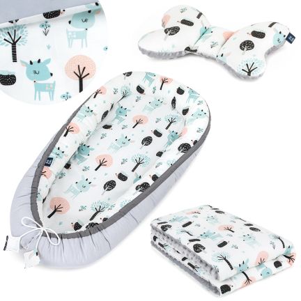 Ensemble 3 en 1: Kokon + Couverture pour bébé + Poduszka Motyl - Cerf